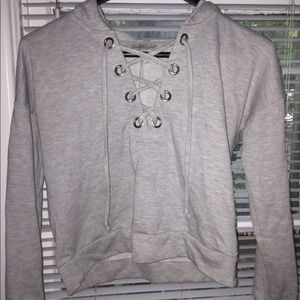 💛 Cropped Lace Up Hoodie